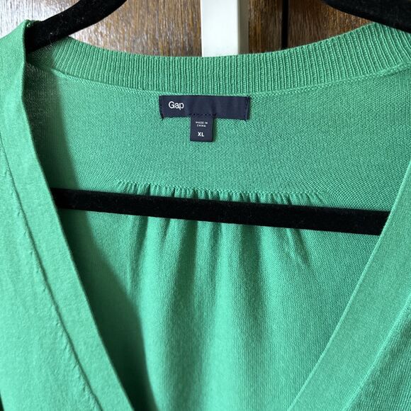 Gap V-Neck Button-Up Cardigan Sweater XL Rib Knit Cuffs & Waistband Lightweight - Picture 3 of 5